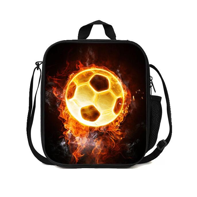 Football Basketball Pattern Children'S Lunch Bag Elementary School Lunch Box Bag Fashion Trend Boys' Lunch Bag