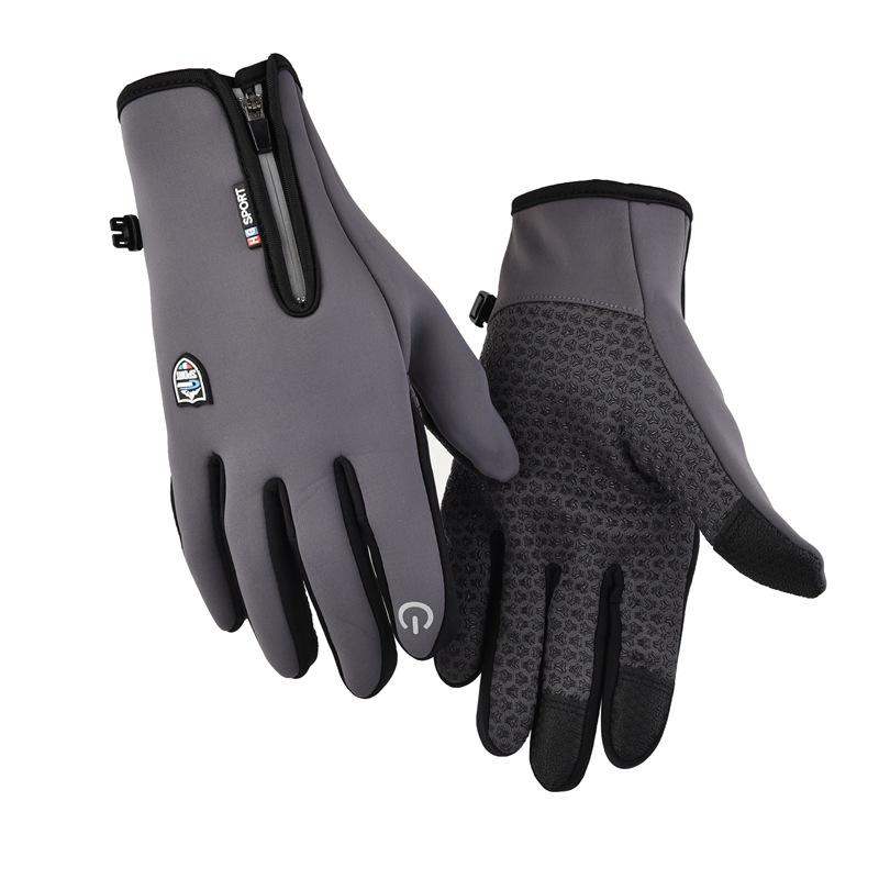 Winter Warm Gloves Windproof Anti-Slip Motocycle Gloves Thicken Plush Thermal Waterproof Touchscreen Reflective Driving Gloves