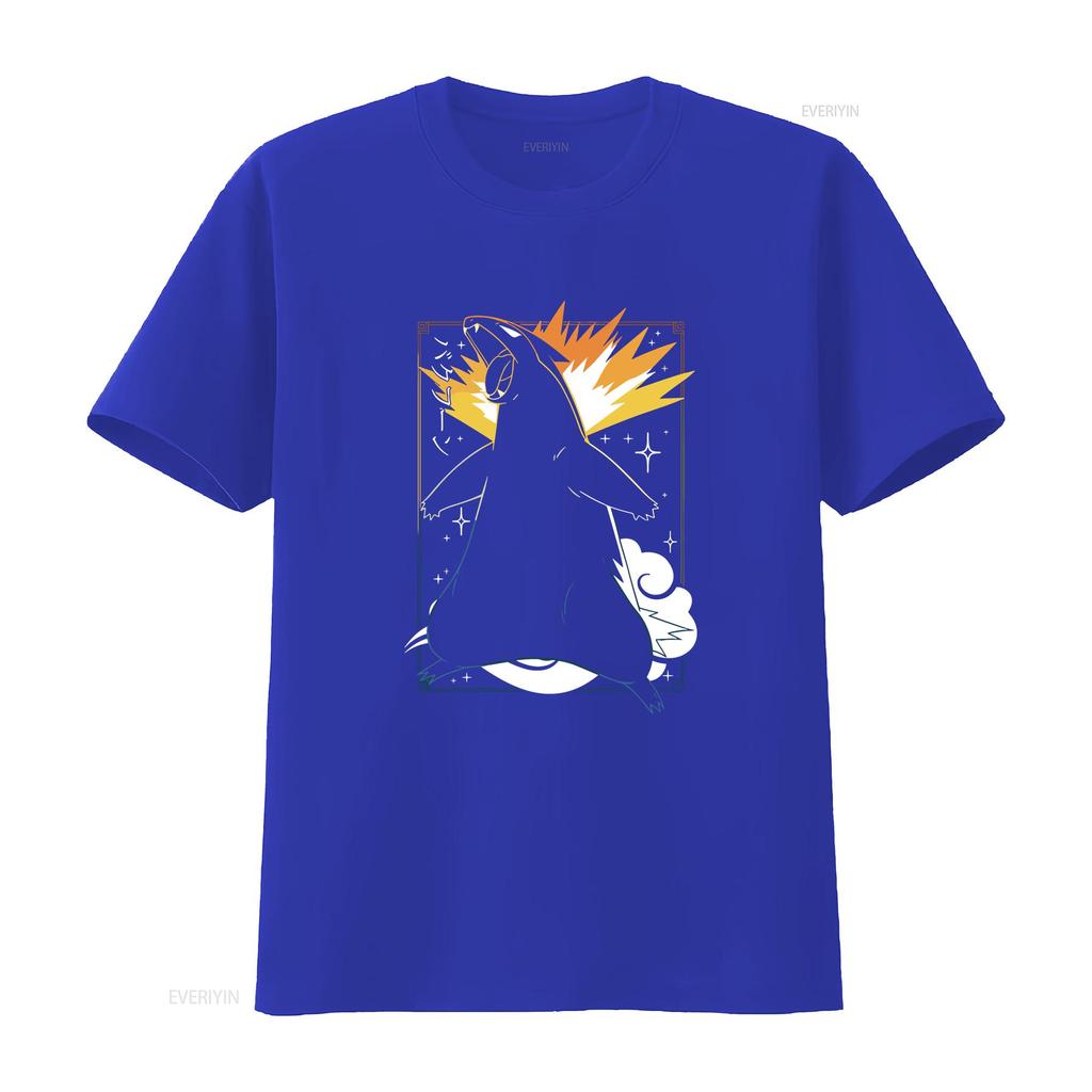 Typhlosion Black T Shirt Perfect For A Present Holiday Birthday Vintage Washed Breathable Casual Unisex Graphic Slightly