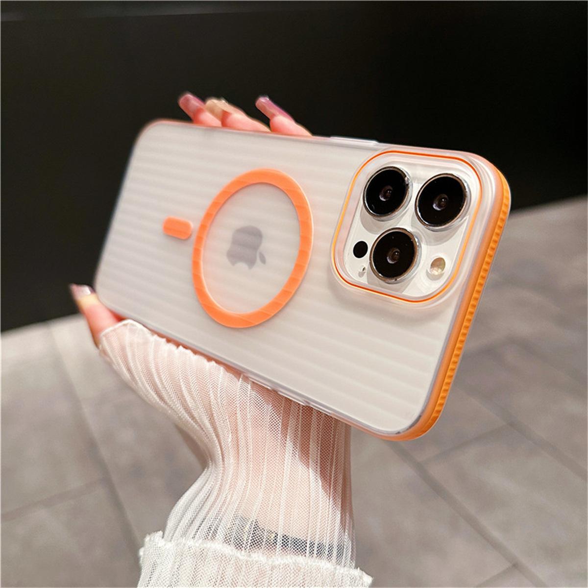 

Corrugated Blue Textured Magnetic Phone Case for IPhone 14, 15 Promax Protective Case, 16 Minimalist and Trendy For iPhone12