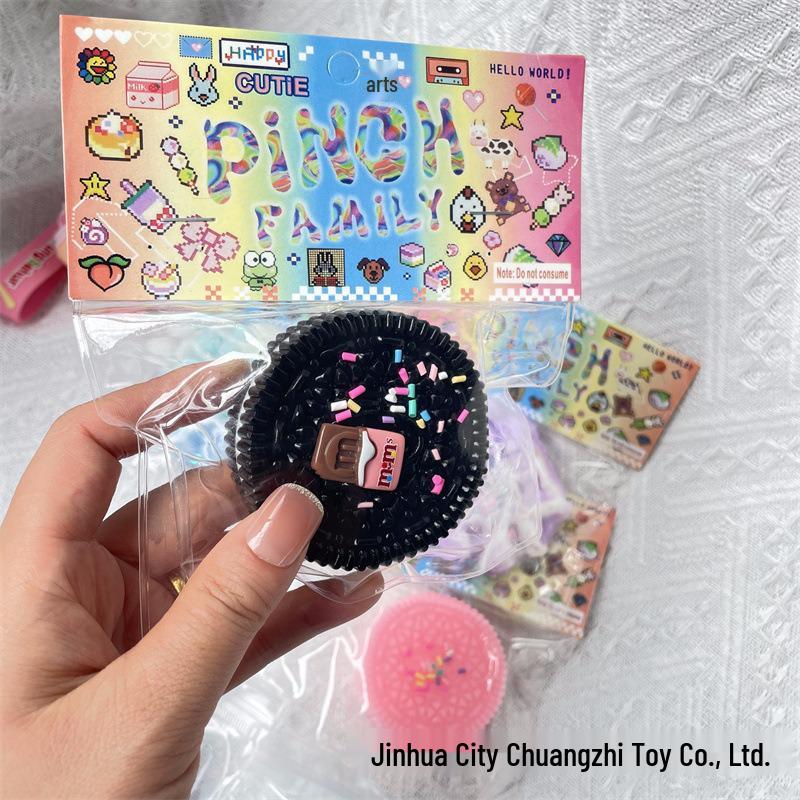 Colorful Oreo Waffle Squeeze Toy - Super Soft, Stress Relief & Creative Fun