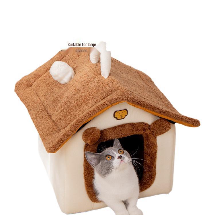 Enclosed Removable Washable Winter Pet House - Cat Nest & Dog Bed
