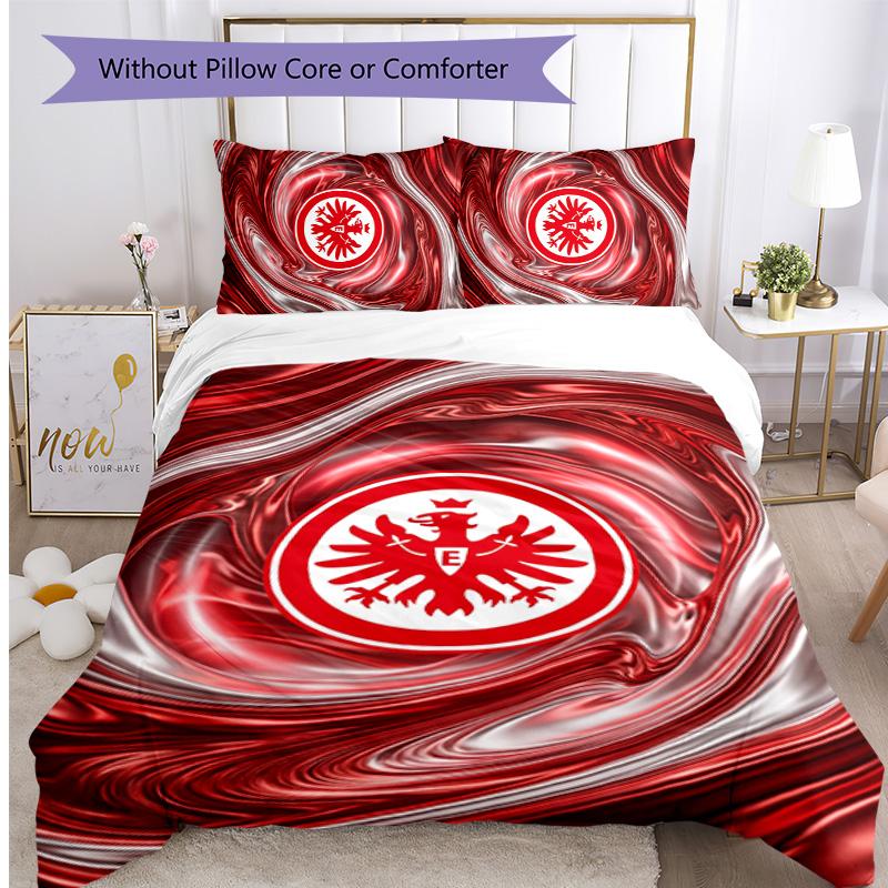 Eintracht Frankfurt Fußball Bedrucktes 3-teiliges Bettwäsche-Set, Bequemes Hautfreundliches Schlafzimmer Bettbezug-Set