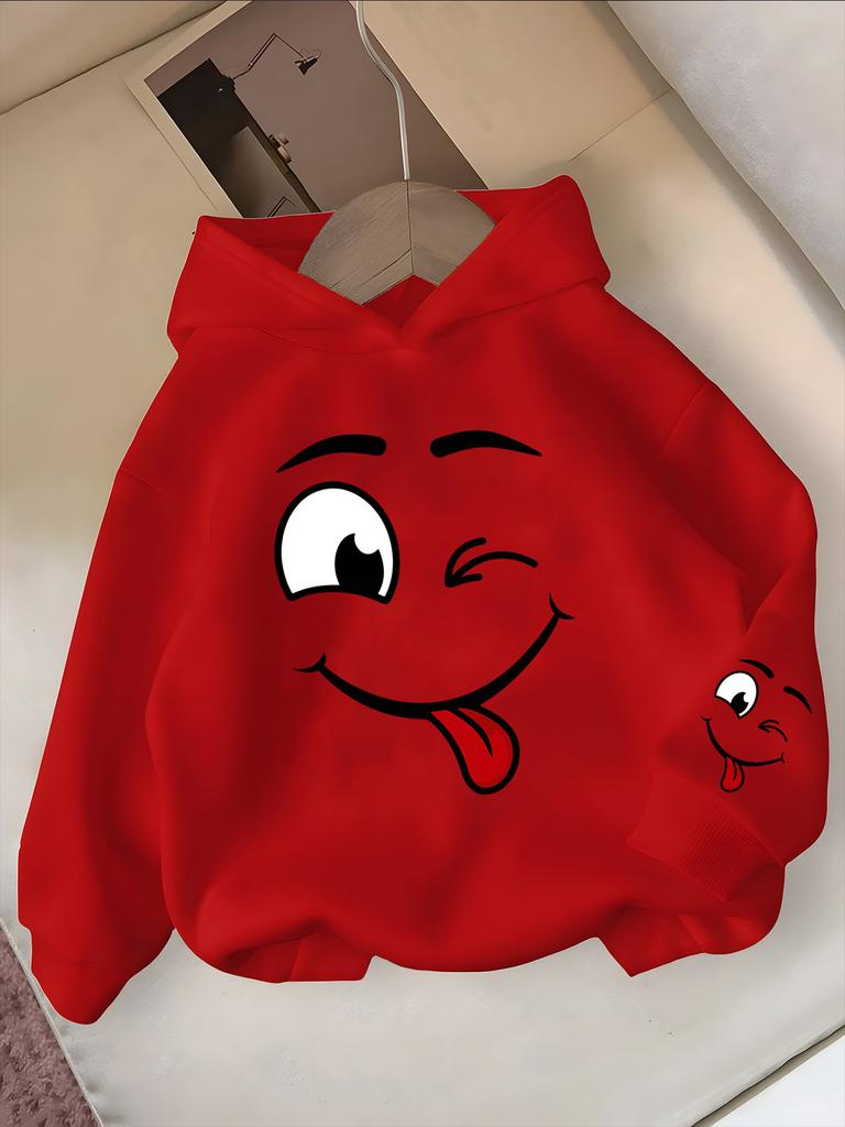 New Autumn/winter Stylish Printed Hooded Sweatshirt, Girls' Size, Suitable for Boys and Girls Aged 6-12, Christmas Gift.