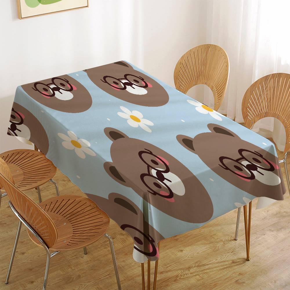 Cartoon Animal Print Durable Rectangle Tablecloth - Scratch-Resistant For Restaurants, Cafés & Service