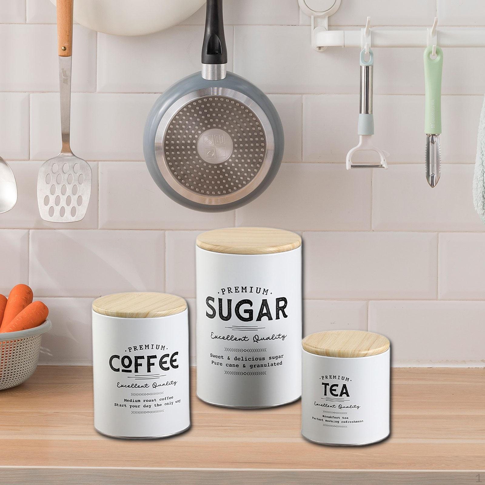 

Набор из 3 предметов, кухонные банки для столешницы в стиле фермерского дома, деревенский большой набор банок для кофе для белый