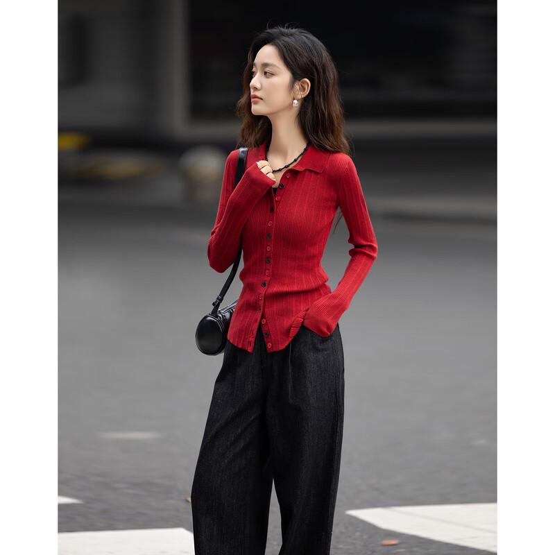 Demana Women's Retro Color-Block Wool Blend Knit Sweater