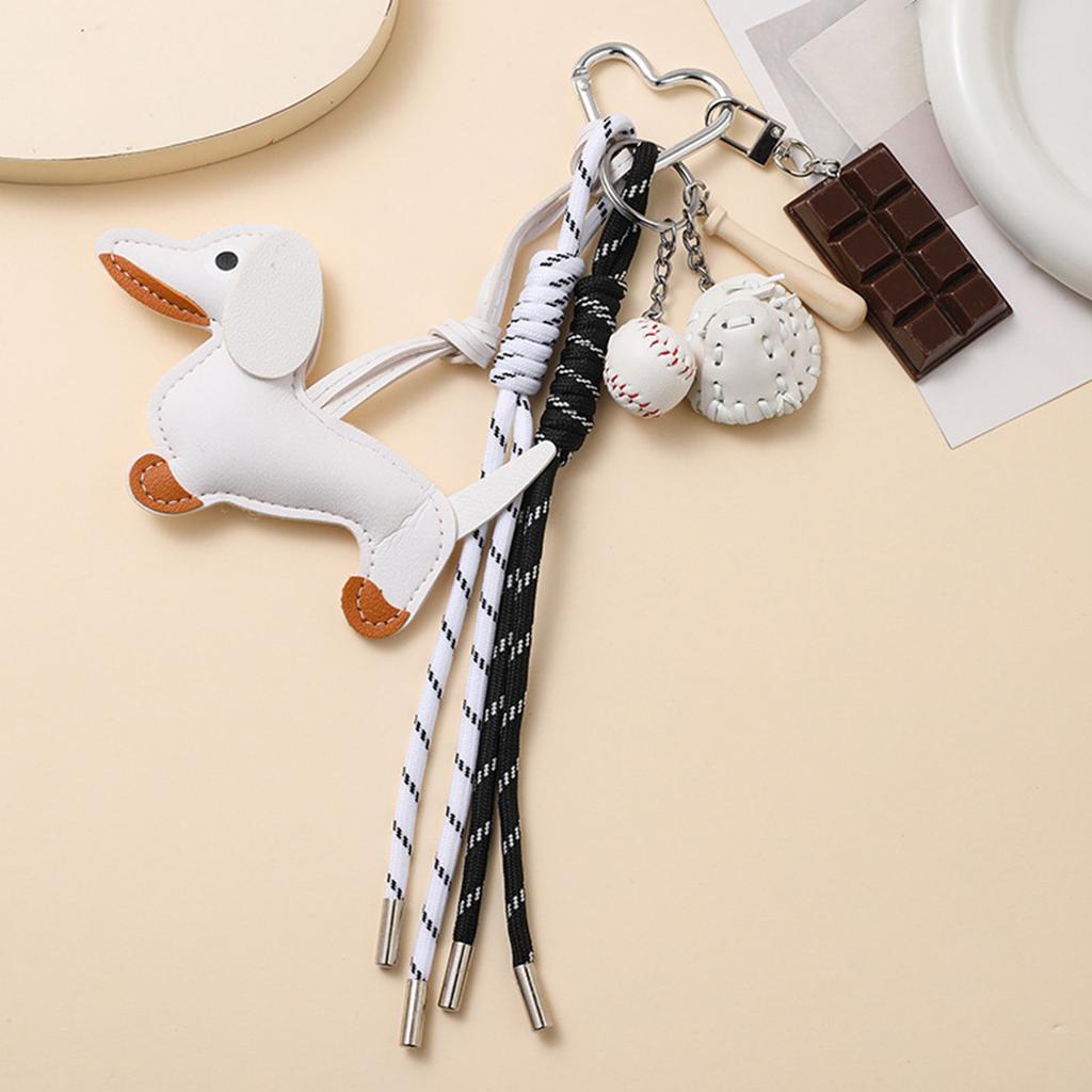 Fashionable Retro Sausage Dog Keyring Fashionable Sturdy PU Jewelry Accessory for Collectors and Trendsetters Use