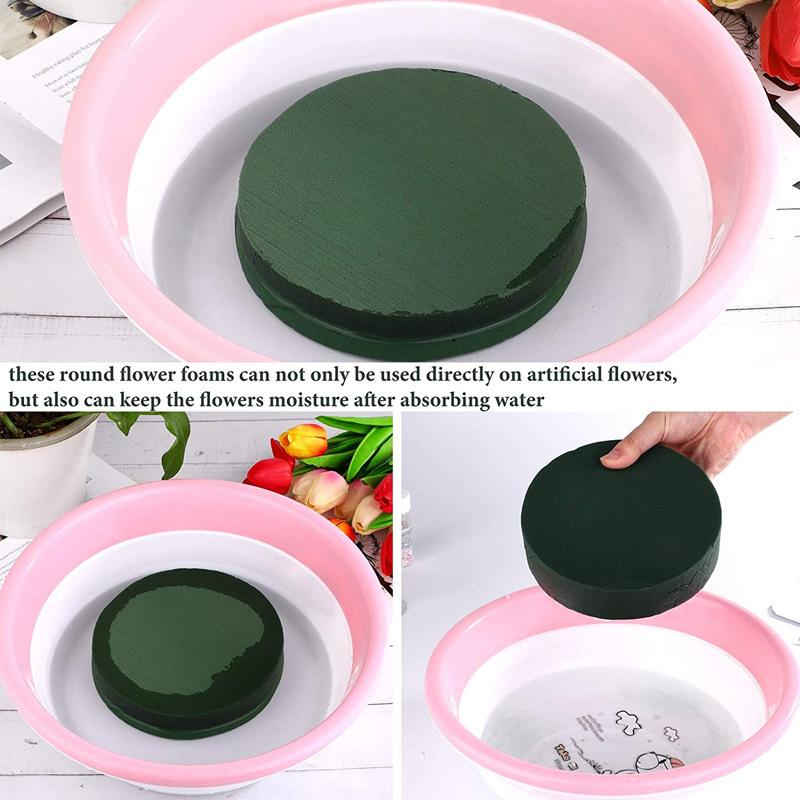 6Pcs Diy Round Floral Foam Bricks Flowers Mud Green Florist Styrofoam Blocks Wedding Birthday Flower Arrangement Materials