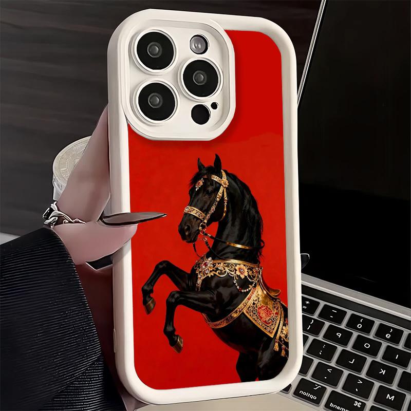 Phone Case for iPhone 17 Air 16E 15 16 Pro Max Horse Art Aesthetics Cover 14 Plus 13 12 Mini Soft Shell Silicone Fundas