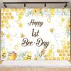 Cartoon Little Bee Theme Background Kids Birthday Party Decoration Honey Sunflowers Daisy Backdrop Newborn Baby Shower Supplies