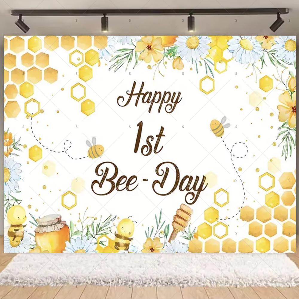 Cartoon Little Bee Theme Background Kids Birthday Party Decoration Honey Sunflowers Daisy Backdrop Newborn Baby Shower Supplies