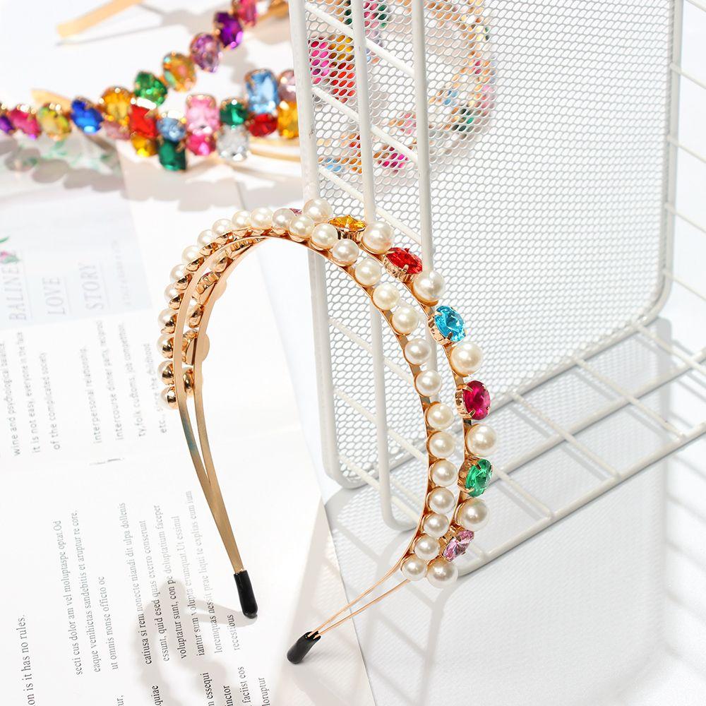 New Elegant Party Jewelry Gifts Pearl Hair Band Gem Crystal Rhinestone Headband Head Wrap