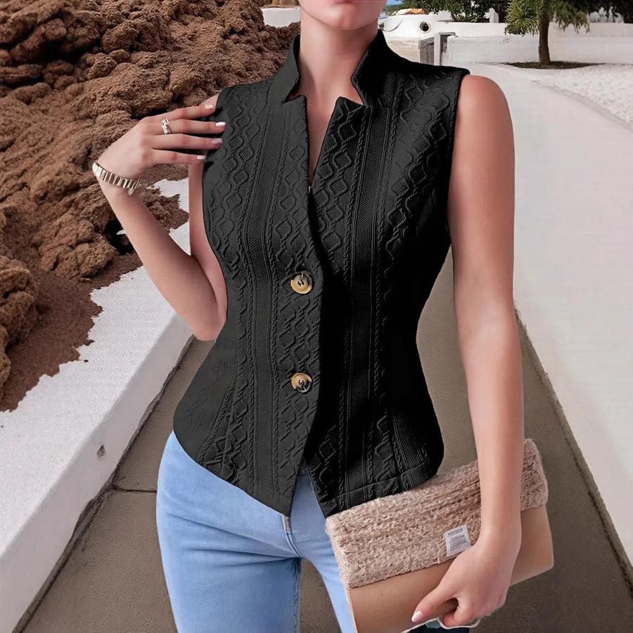 New Women's Commute V-Neck Button-Down Sleeveless Vest Jacket Top