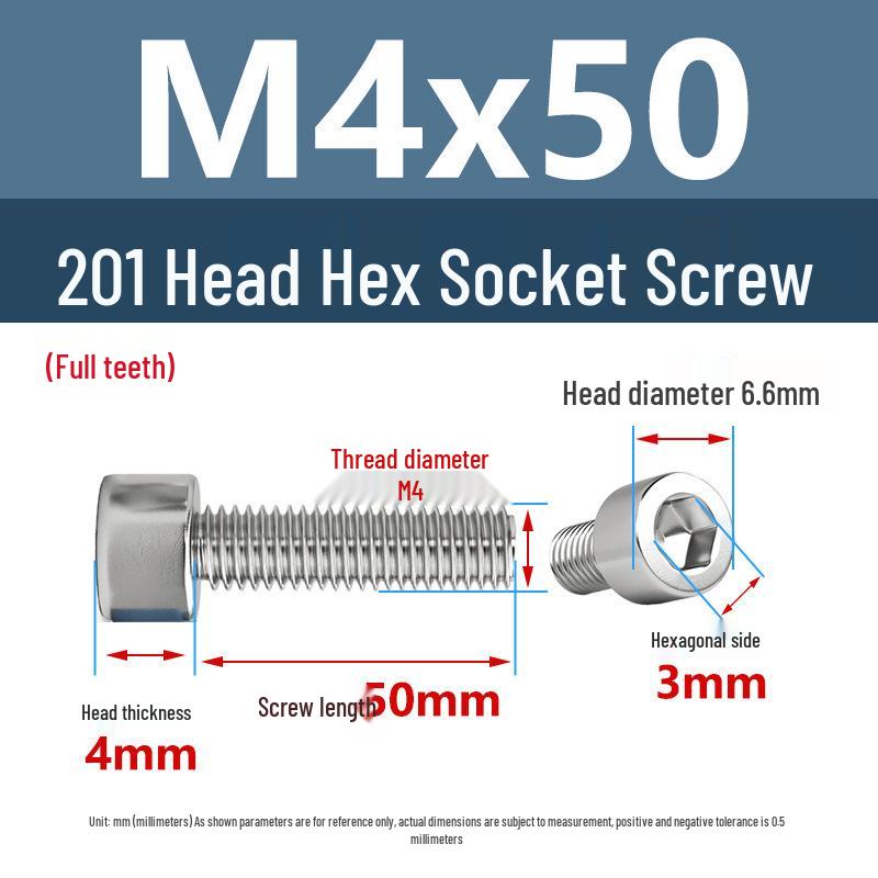 Yigu 201 Stainless Steel Cup Head Hexagon Screws and Bolts - M3, M4, M5, M6