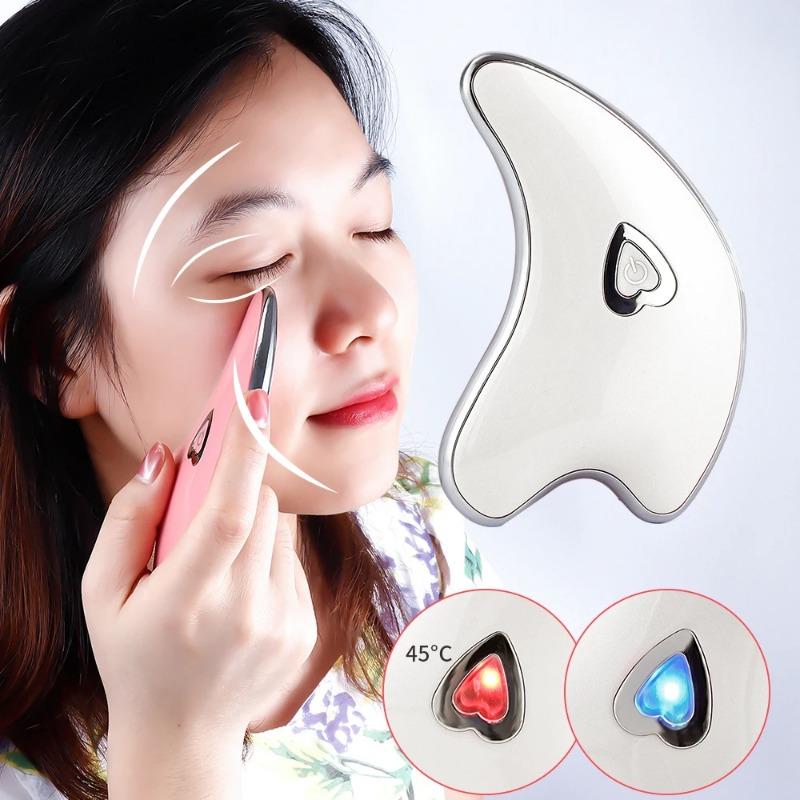 Electric Guasha Vibration Massager Facial Lifting Scraper Board Face Neck Scraping Tool Double Chin Removal Face V-Line Slimming