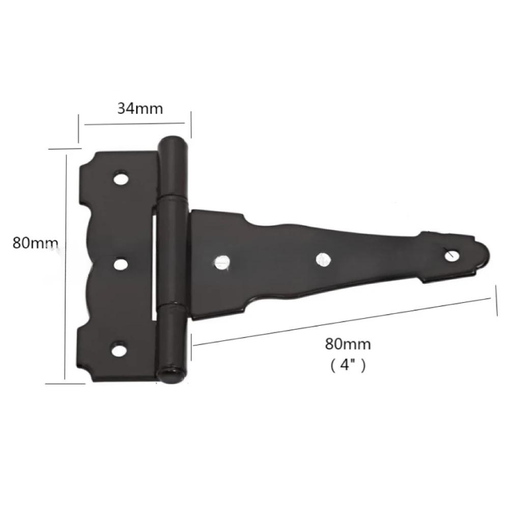 2PCS Classic Black Strap Hinges Shed Door Hinges Heavy Duty Barn Gate T-Strap Hinges