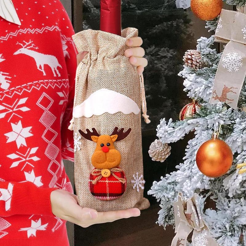 Wine Bottle Cover Santa Claus Christmas Decorations for Home Christmas Ornament Xmas Table Decor Happy New Year Gift