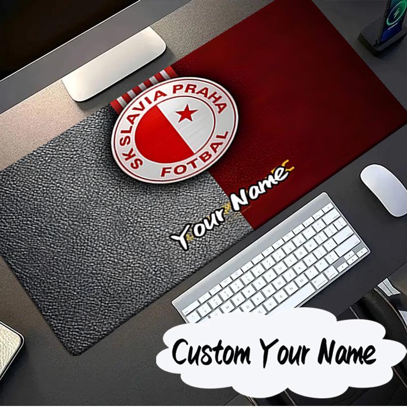 Custom Name Mouse pad Red And White Prague Football Mouse pad, Gaming Mouse Pad, keyboard pad, Desk Decor for computer notebook Fan Birthday Gift