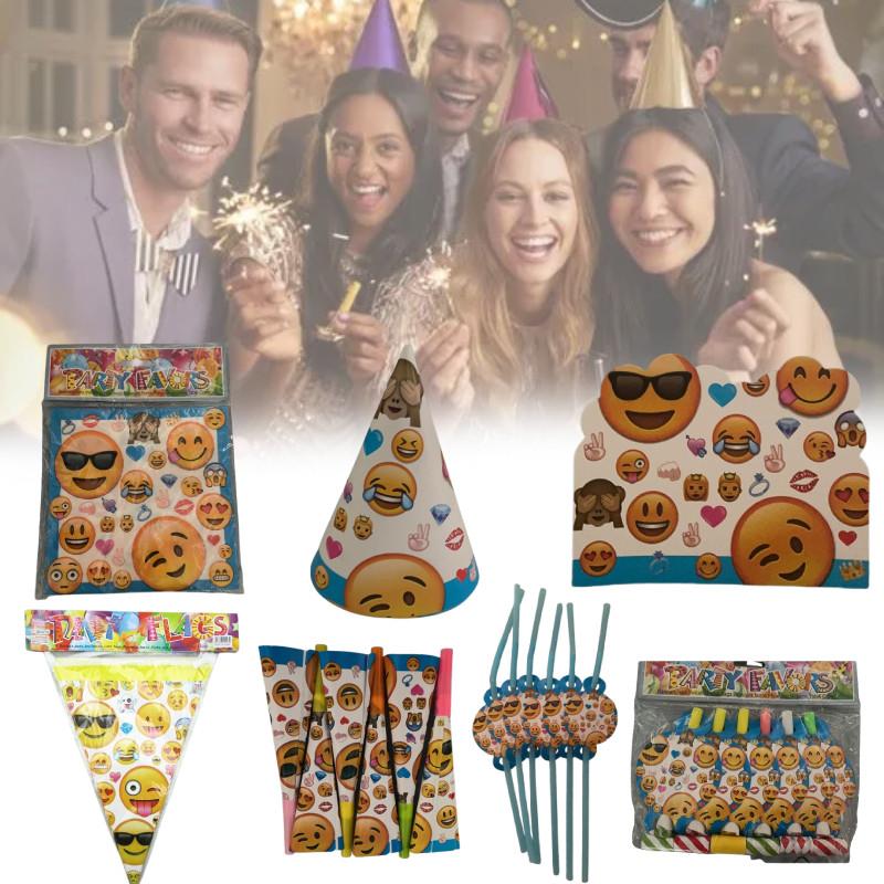 Emoji Party Tableware Set With Disposable Plates Cups Napkins And Tablecloth For Holiday Celebrations