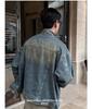 Herren American Retro Gewaschene Jeansjacke - Schwer, Lockerer Schnitt, Trendig, Lässig, Frühling Reißverschluss Arbeitskleidung