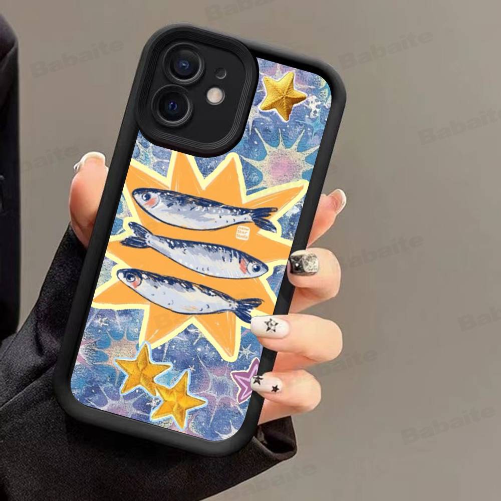 

Sardines Retro Art Seafood Phone Case For IPhone 17 16 15 14 Plus 13 12 11 Pro Max Silicone Cover iPhone 17 Pro