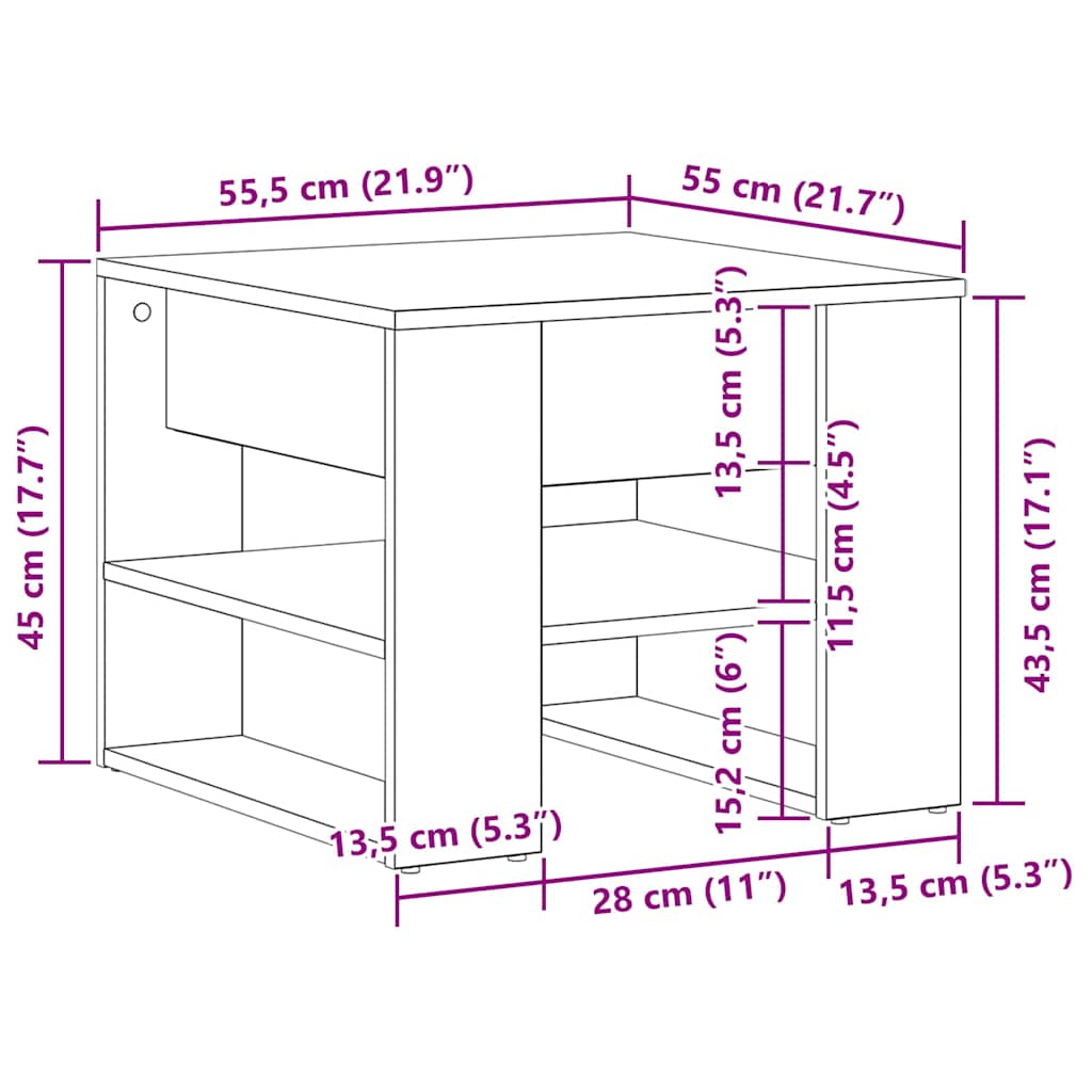 Coffee Table Black Oak Look 55.5 X 55 X 45 Cm Engineered Wood