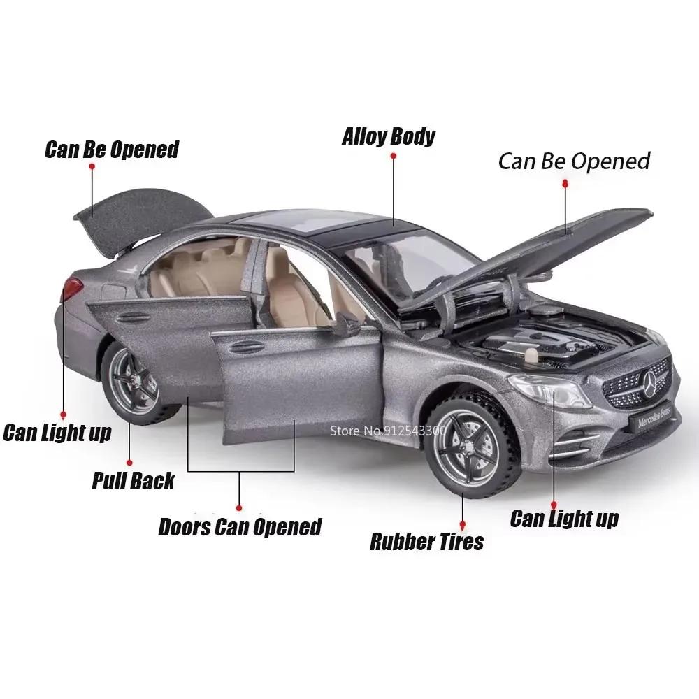 1:32 GT63 V8 C260L Car Model Toy Metal Body Sound Light Pull Back Alloy Diecast Simulation Vehicle Gift Toys For Boys Collection
