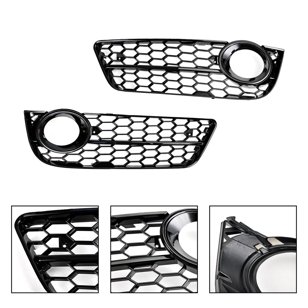 Pair Honeycomb Front Fog Lamp Cover Grille Grill Fit A5 2007-2011