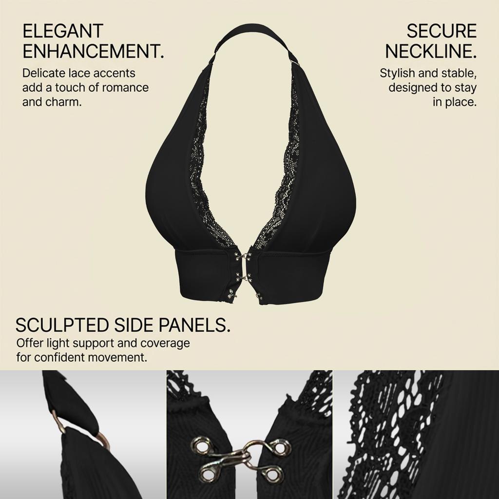 The Deep V-neck Lace Backless Bra With A Front Button Is Fashionable, Comfortable, Skin-friendly, Breathable And Seamless.