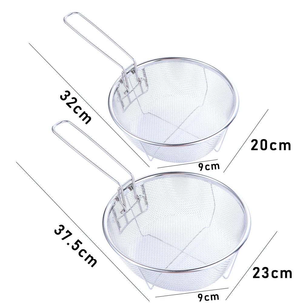 Stainless Steel Deep Frying with Handle Mesh Net Cooking Tools Food Colander Fry Basket Filter