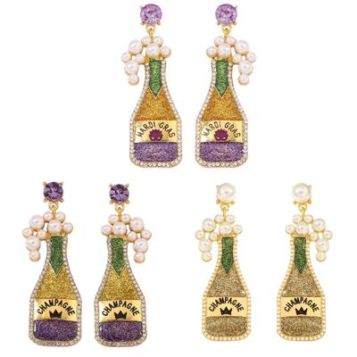 Champagner-Ohrringe für Damen Schönes Karnevalsgeschenk Besondere Anlässe