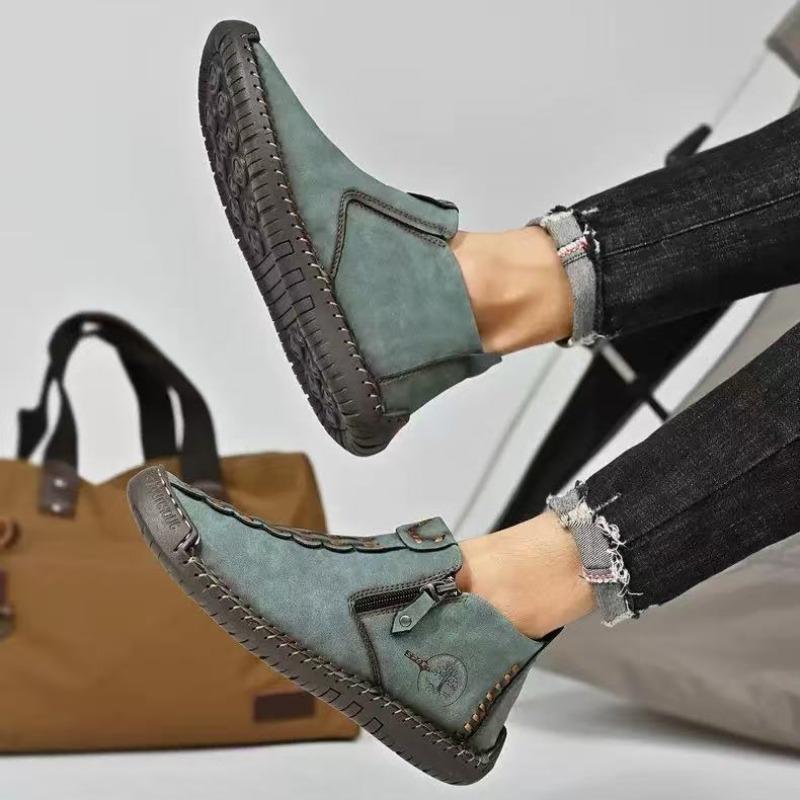 Herrenstiefel Mode Reißverschluss Schuhe Leder Herren Stiefeletten
