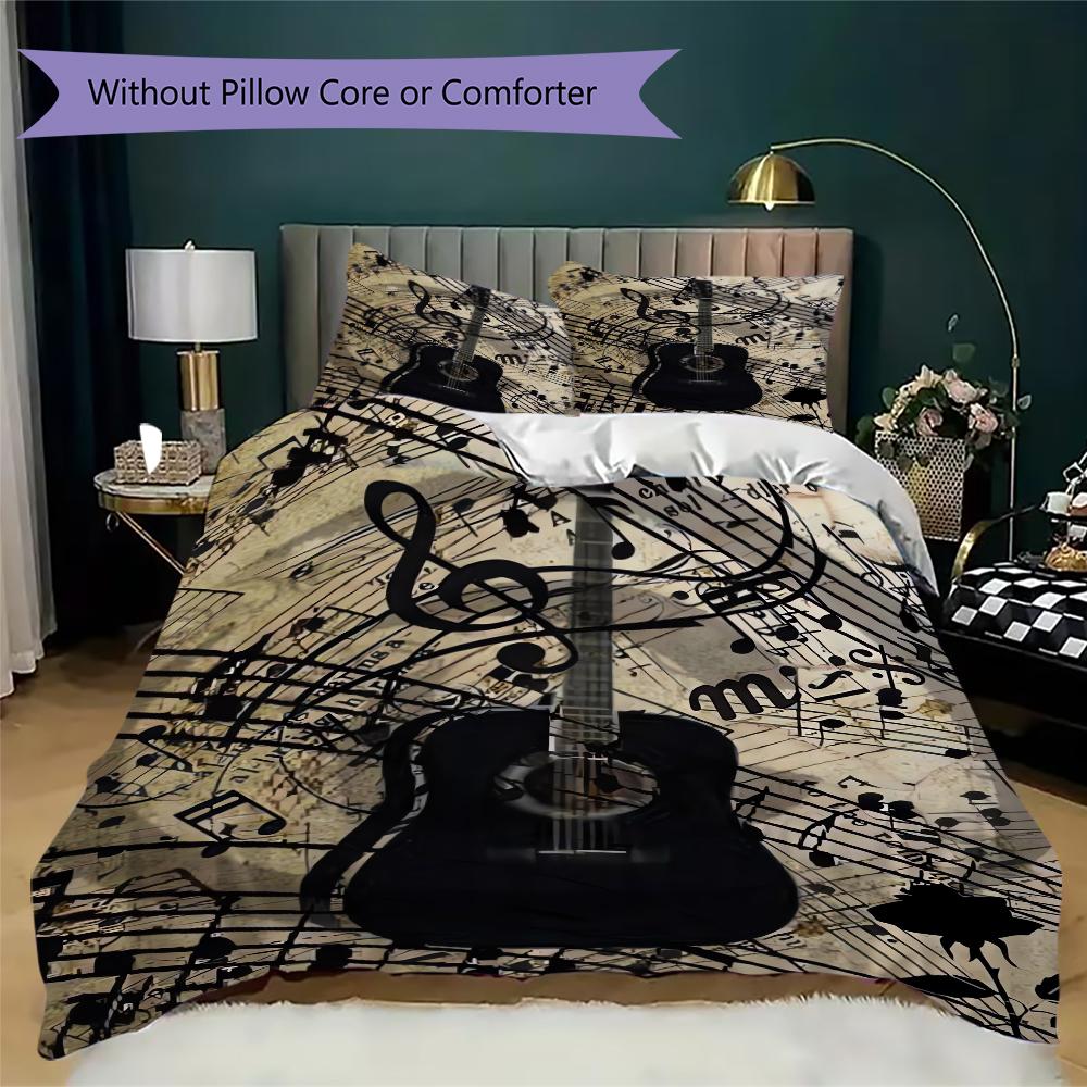 1PC Musical elements Bedding Quilt Set Quilt Cover Pillowcase Home Decoration Birthday Gift (1 * duvet cover + 2 * pillowcase, without core)A16