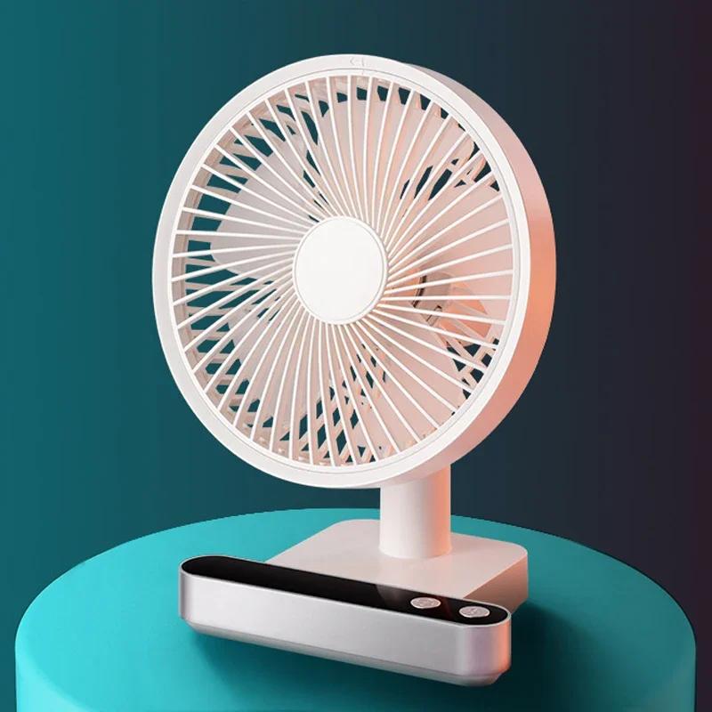 5000mAh 4 Speed Settings USB Rechargeable Oscillating Desk Fan Mini Table Cooling Fan Adjustable Head Home Office Personal Fan