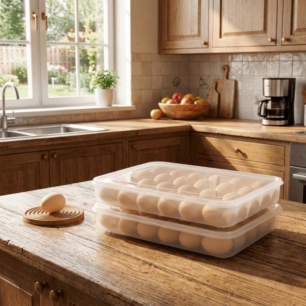 Plastic Refrigerator Egg Holder 30 Grids Egg Tray Practical Egg Storage Box Home Use