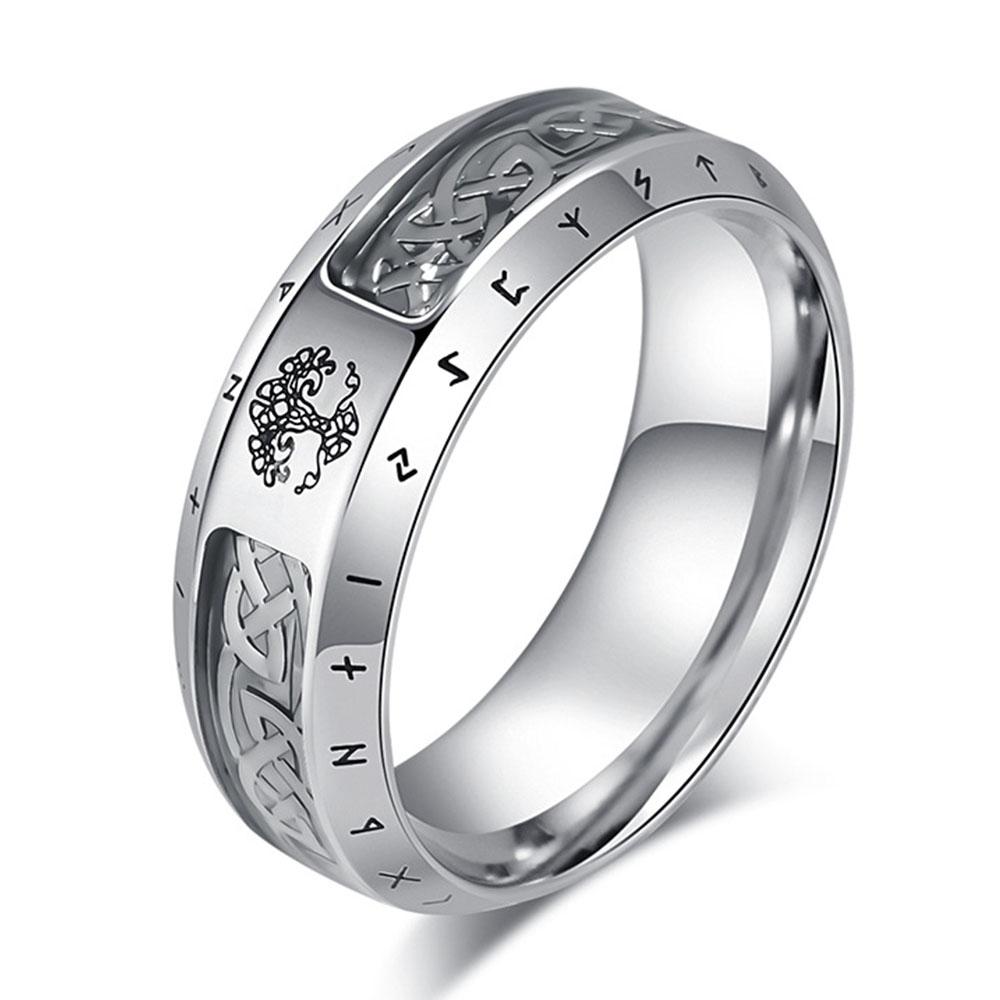 Vintage Nordic Stainless Steel Ring Rings Tree Of Life Eternal Knot Men And Women Hand Jewelry