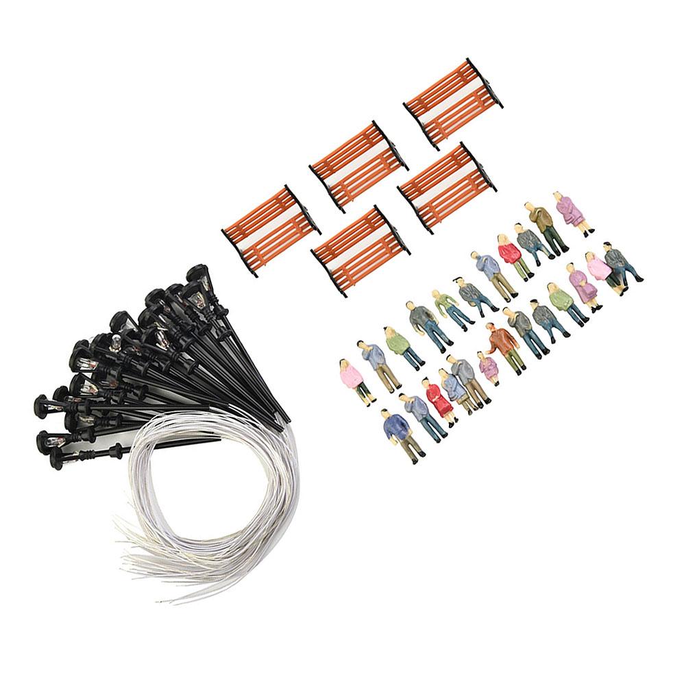 

49-Pack HO/OO Painted People Figures Bench Lamp Post For Building Train Model For Railway And Building Layout For DIY Landscapes China Mainland