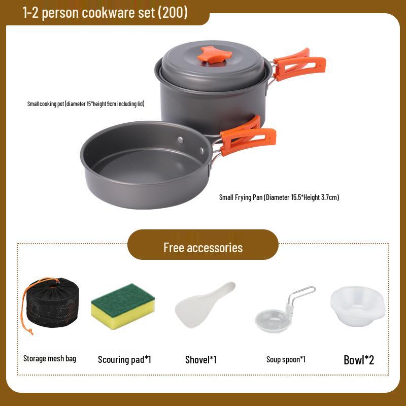 Portable Outdoor Camping Cookware Set: Folding Aluminum Alloy Pots & Kettle