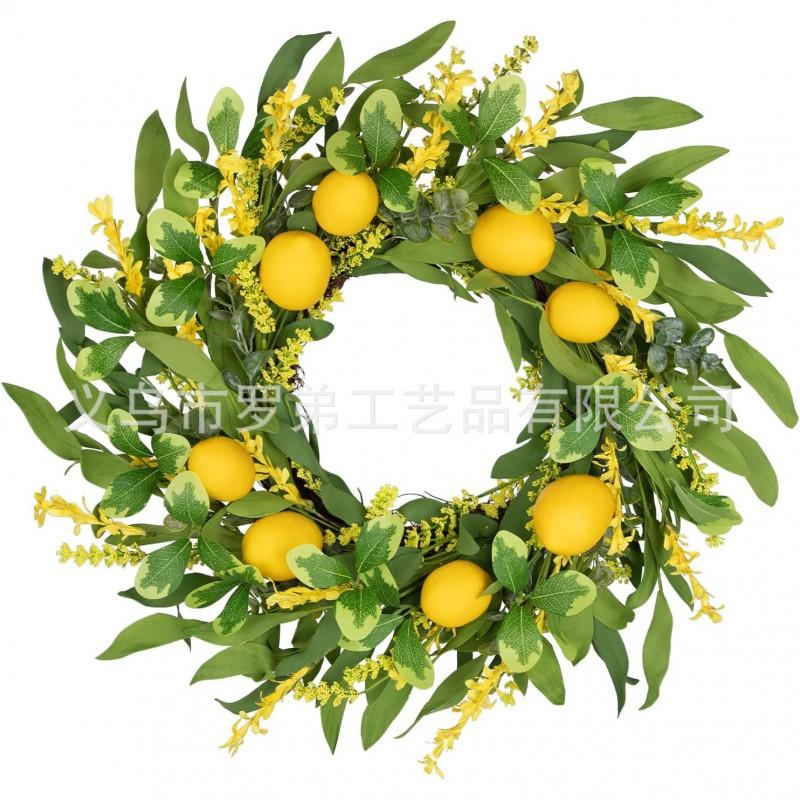 Artificial Lemon Peony Wreath Wall Hanging Decor Door Home Festival Party Decoration