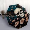 1pc skull flowers umbrella with 8 iron ribs and a plastic handle, automatic opening and closing, and daily use.1046