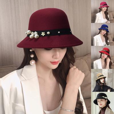 Women's Retro Wool Sun Hat Fisherman Cap European Round Top Hat