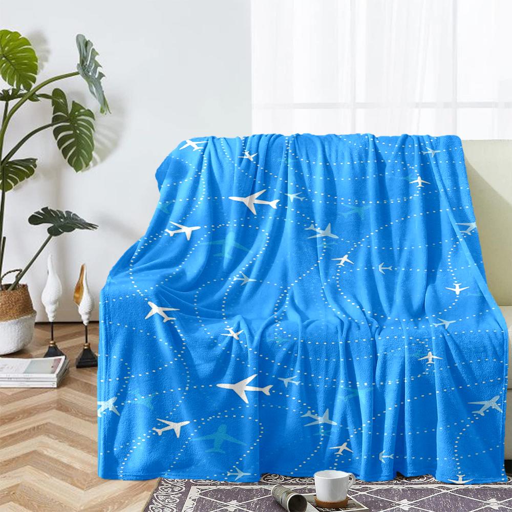 Airplane Theme Printed Blanket - Perfect for Couch, Bed, Travel & Outdoor Use | Machine Washable, Cozy & Durable.