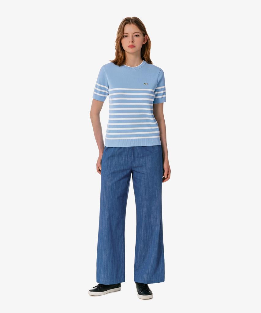 LACOSTE Women'S Striped Short Sleeve Sweater Af415E-56G Aey