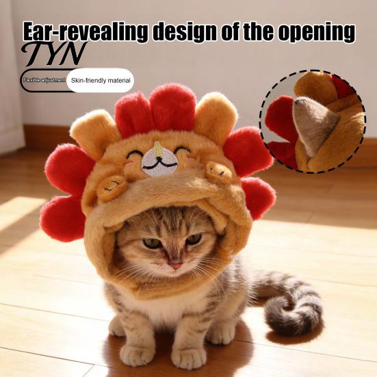 Cute Birthday Gift for Pets Hedgehog Cat Hat, Plush Cozy Pet Adjustable Fit, Soft Animal Headgear Funny Hat Cats, Puppies, Small Dogs Kitten