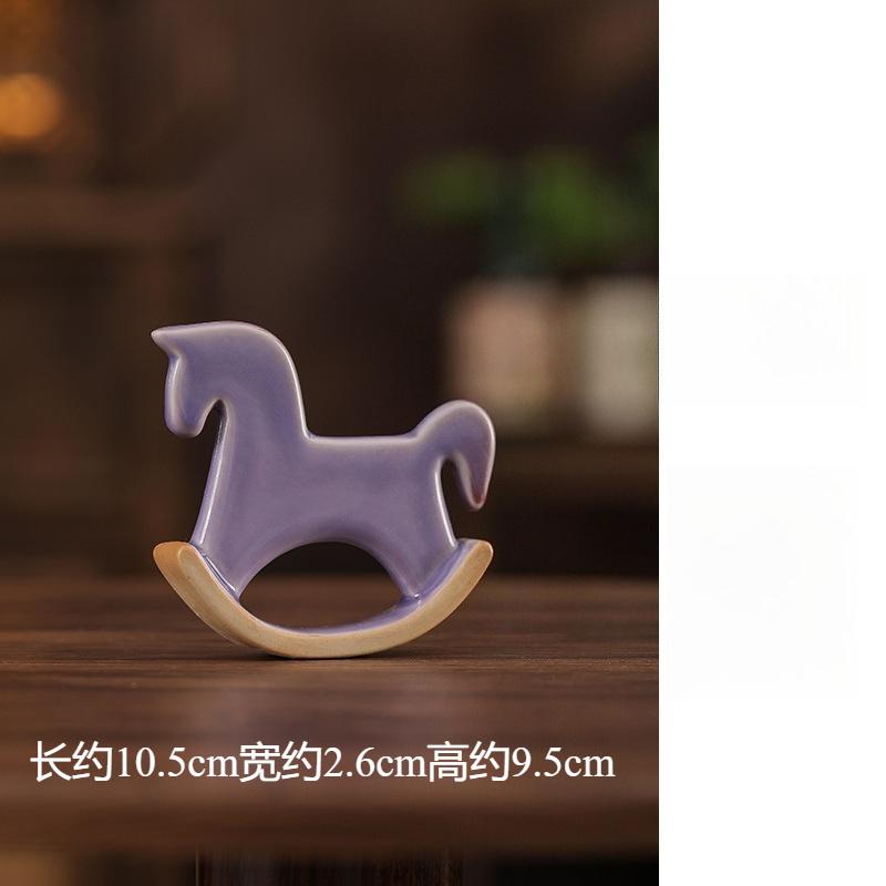 Ceramic Rocking Horse Cute Tea Pet Funny Desk Decor Home Office Bookshelf Figurine Creative Housewarming Gift
