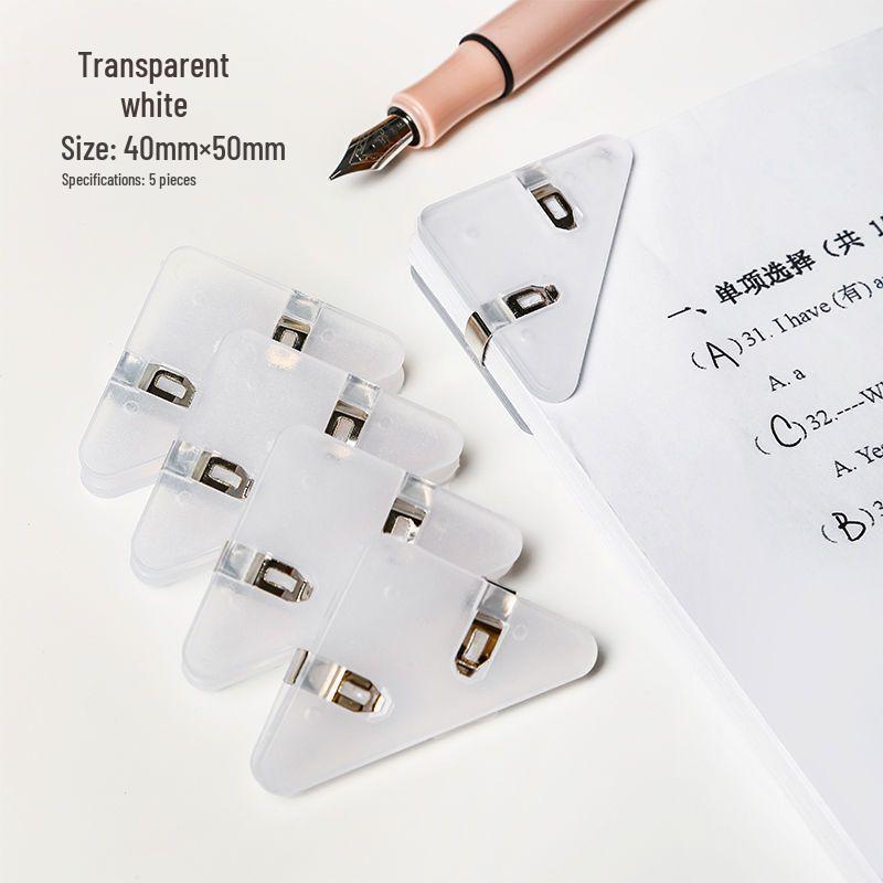 

Transparent Right Angle Corner Clip - Multifunctional Book & Document Anti-Curling Fixer Ice Transparent Green