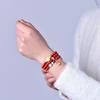 6mm Cinnabar and Amber Triple-Round Bracelet with Pendant