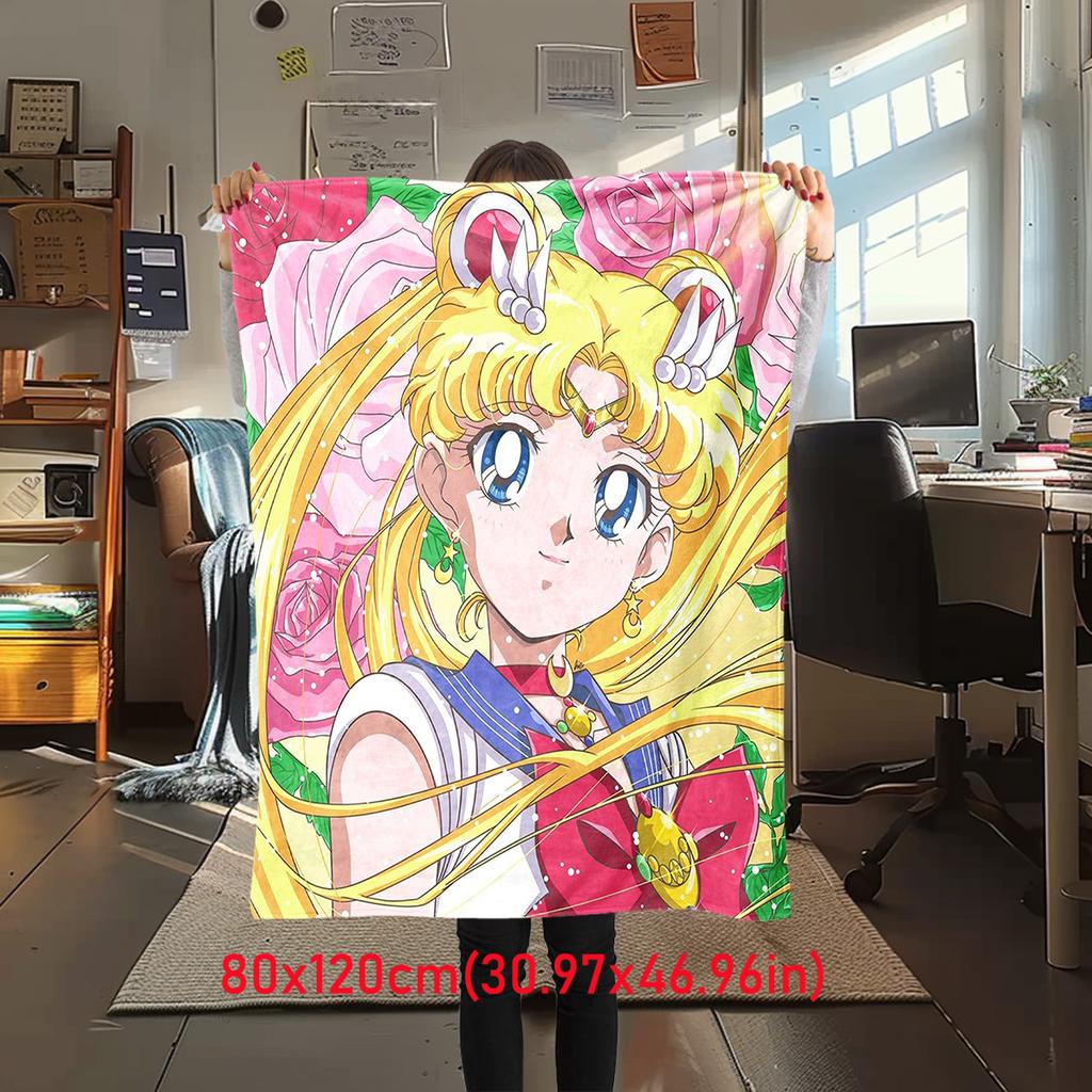 Japanese anime cute cartoon theme Sailor Moon Tsukino Usagi blanket suitable for home beds, sofa covers, office nap, outdoor warm blankets O14