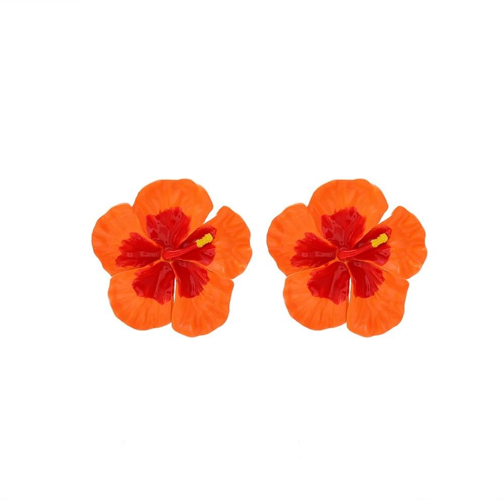 Pinkdudu Vintage Exaggerated Large Flower Zinc Alloy Dripped Glaze Earrings Fashion Trendy Stud Earrings Women PD2253